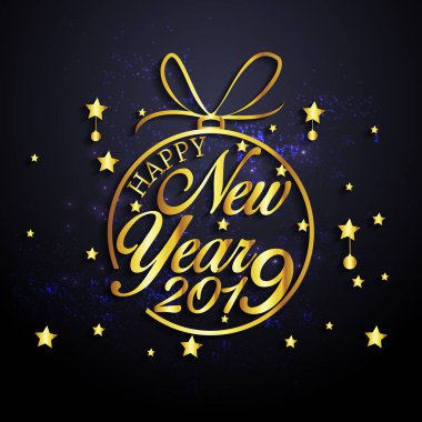 2019 mutlu yeni yıl tebrik kartı. Vektör tasarım şablonu.