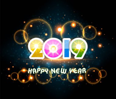 2019 mutlu yeni yıl tebrik kartı. Vektör tasarım şablonu.