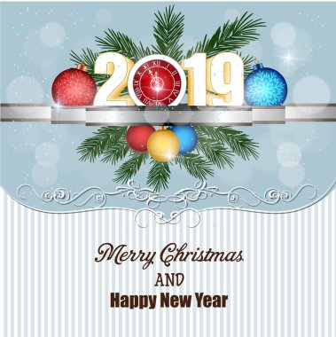 Neşeli Noel ve mutlu yeni yıl 2019
