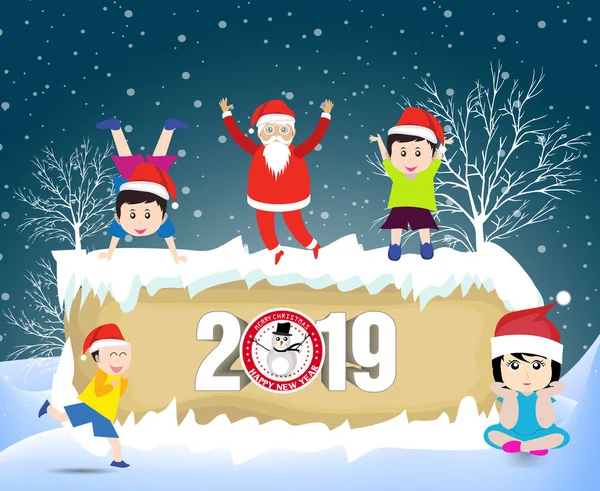 Feliz Navidad Feliz Año Nuevo 2019 — Archivo Imágenes Vectoriales