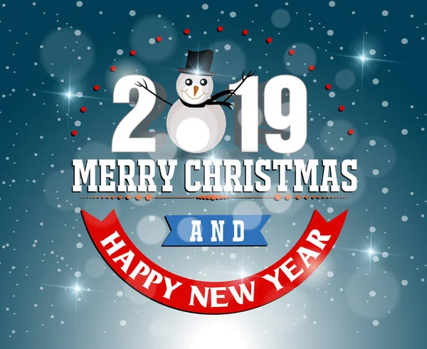 Veselé Vánoce Šťastný Nový Rok 2019 — Stockový vektor