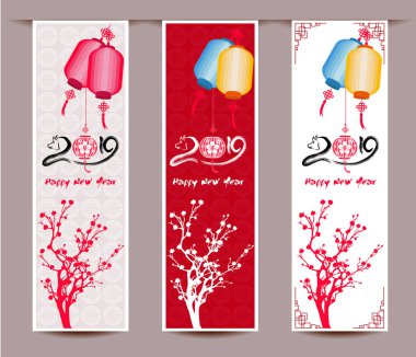 Set afiş için Çin yeni yılı domuzun 2019