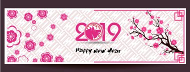 Set afiş için Çin yeni yılı domuzun 2019