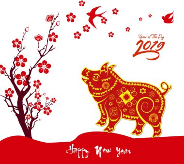 Mutlu çene yeni yıl 2019 yıl domuz. Ay yeni yıl