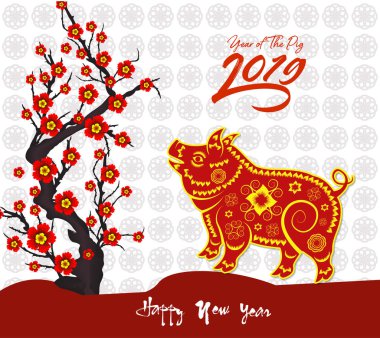 Mutlu çene yeni yıl 2019 yıl domuz. Ay yeni yıl