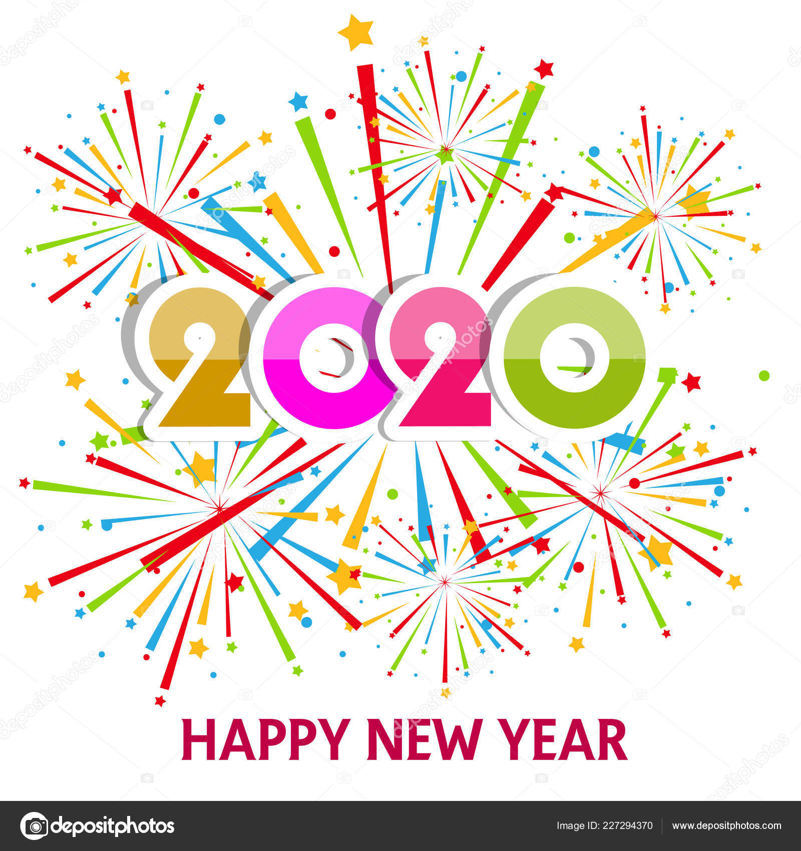 Happy New Year 2020 Background Fireworks Stock Vector C Tieulong