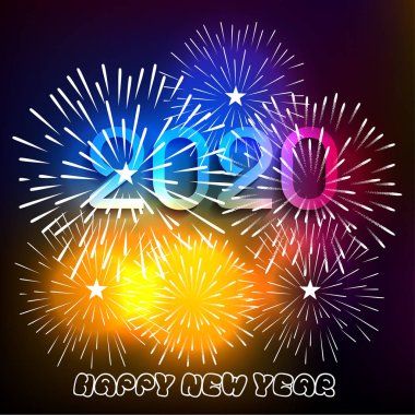 Havai fişek ile mutlu yeni yıl 2020 arka plan.