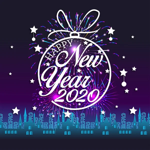 Bonne Année 2020 Fond Avec Feux Artifice — Image vectorielle