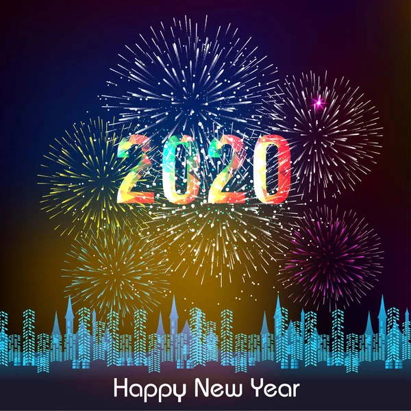 Happy New Year 2020 Background Fireworks — Stock Vector