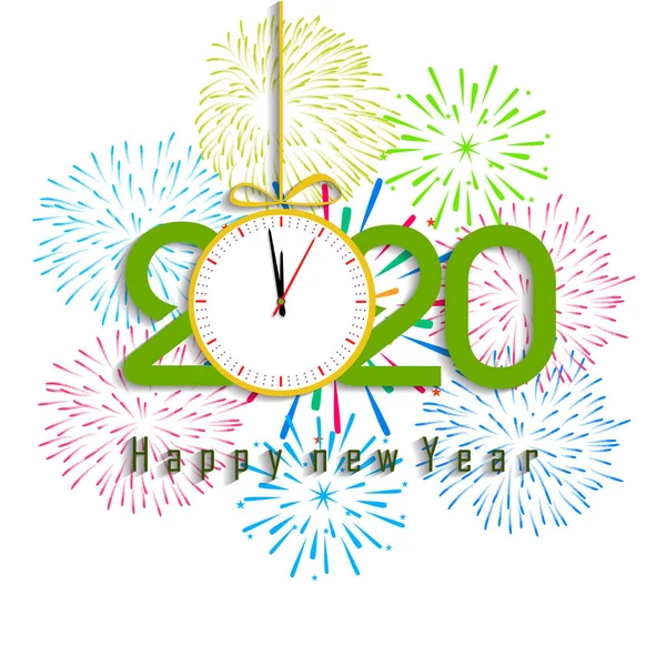 Happy New Year 2020 Background Fireworks — Stock Vector