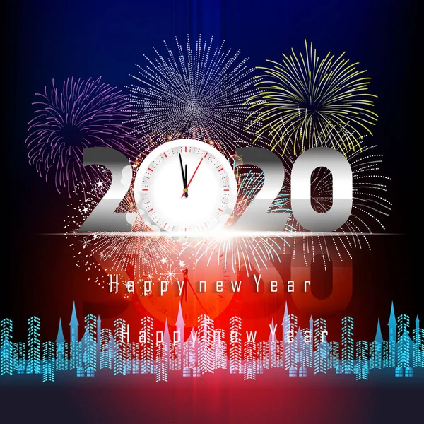 Bonne Année 2020 Fond Avec Feux Artifice — Image vectorielle