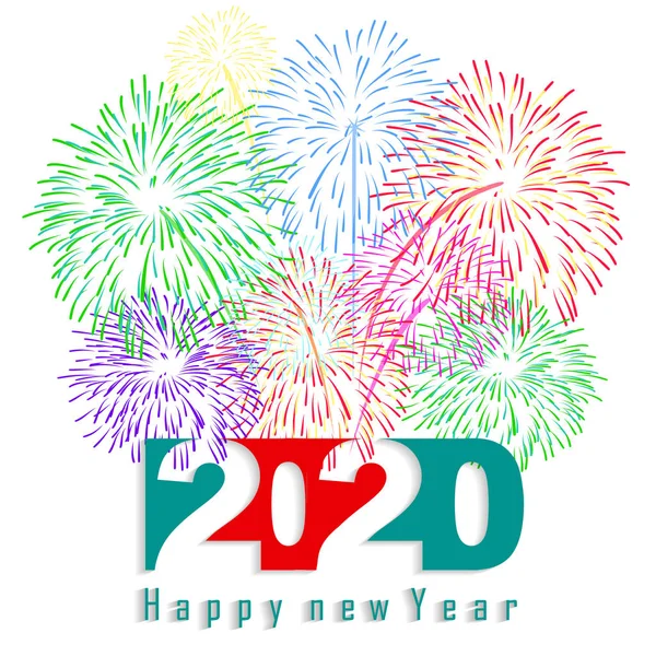 Feliz Ano Novo 2020 Fundo Com Fogos Artifício —  Vetores de Stock