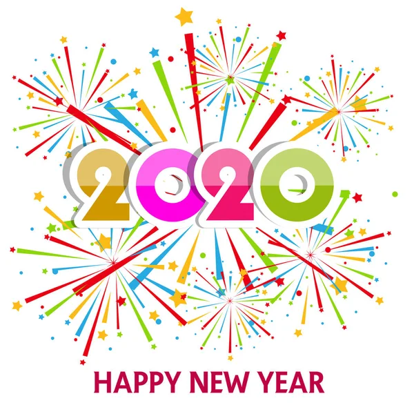 Felice Anno Nuovo Sfondo 2020 Con Fuochi Artificio — Vettoriale Stock