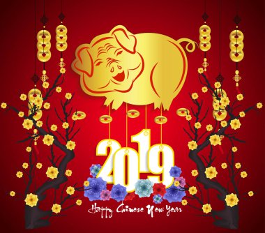 Mutlu çene yeni yıl 2019 yıl domuz. Ay yeni yıl