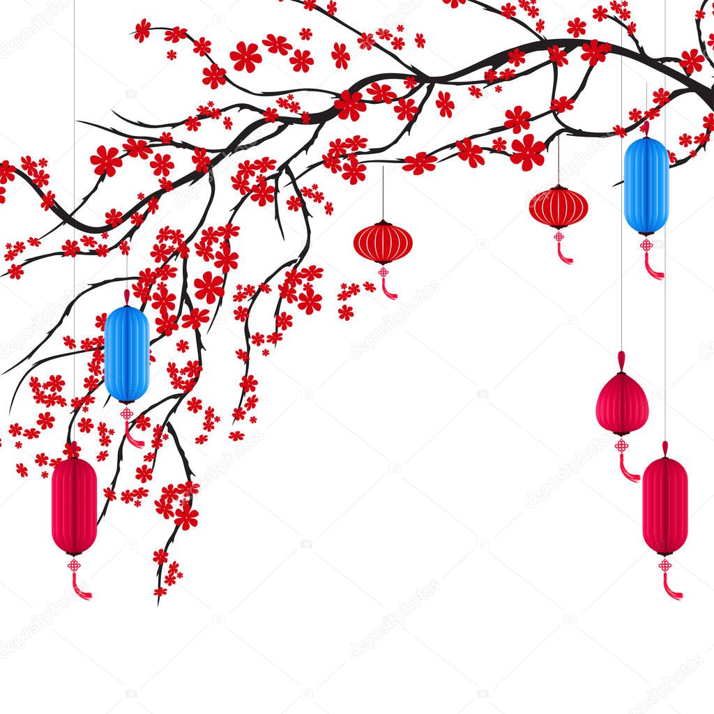 Vector Cherry blossom for Chinese New Year and mid autumn festival