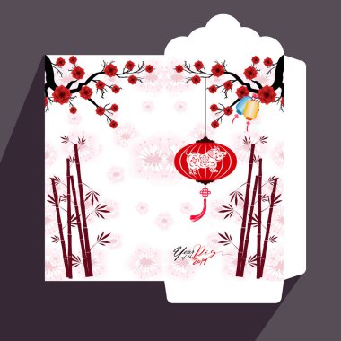 Çin yeni yılı kırmızı zarf düz simgesi, domuz 2019 yılı