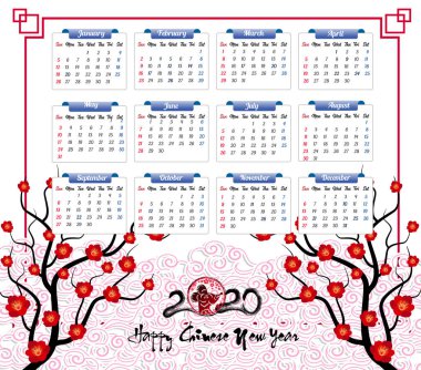Yeni yıl için 2020 takvim 
