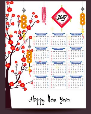 Yeni yıl için 2020 takvim 