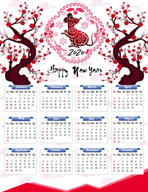 Yeni yıl için 2020 takvim 