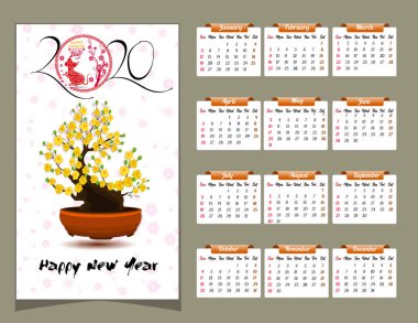 Yeni yıl için 2020 takvim 
