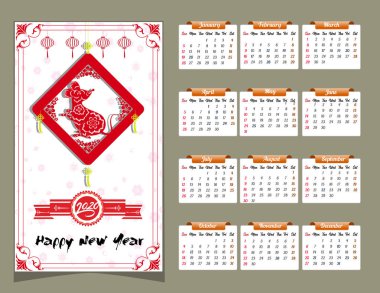 Yeni yıl için 2020 takvim 