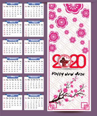 Yeni yıl için 2020 takvim 
