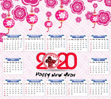 Fare yılı yeni yıl için 2020 takvim