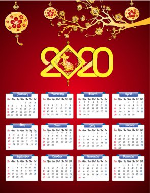 Fare yılı yeni yıl için 2020 takvim