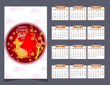 Fare yılı yeni yıl için 2020 takvim