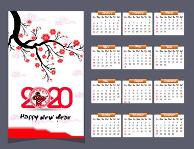 Fare yılı yeni yıl için 2020 takvim