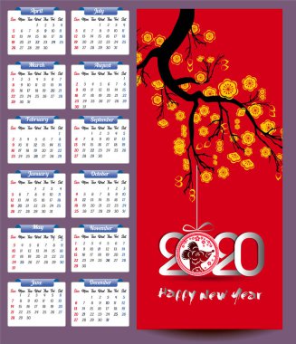 Fare yılı yeni yıl için 2020 takvim