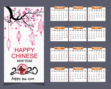 Fare yılı yeni yıl için 2020 takvim