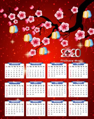 Fare yılı yeni yıl için 2020 takvim