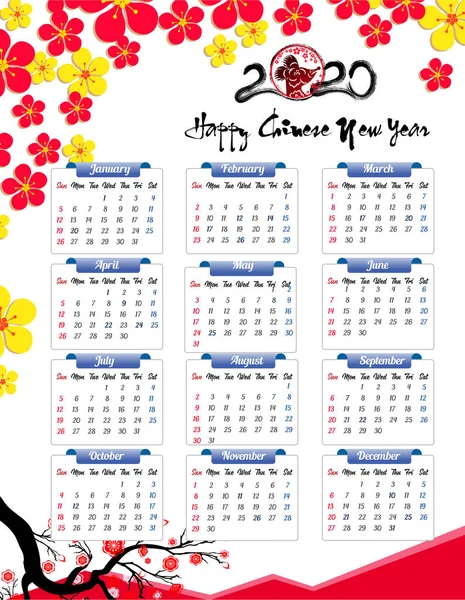 Yeni yıl için 2020 takvim 