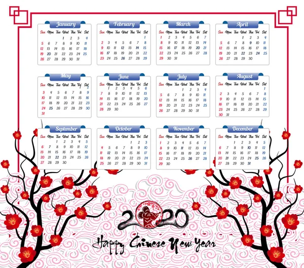 Yeni yıl için 2020 takvim 