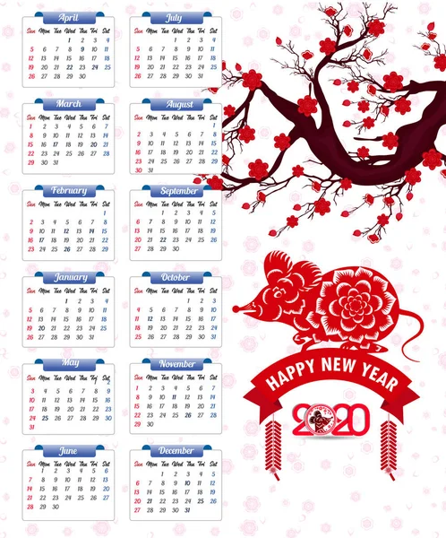 Yeni yıl için 2020 takvim 