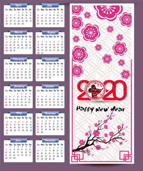 Yeni yıl için 2020 takvim 