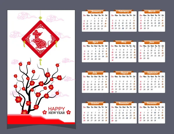 Fare yılı yeni yıl için 2020 takvim