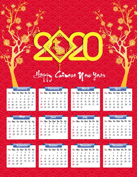 Fare yılı yeni yıl için 2020 takvim