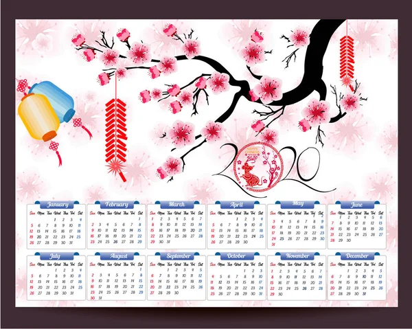 Fare yılı yeni yıl için 2020 takvim