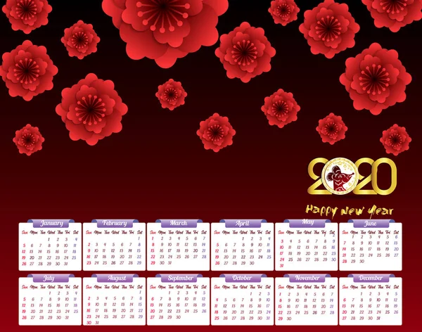 Календарь Новый Год Мыши 2020 — стоковый вектор