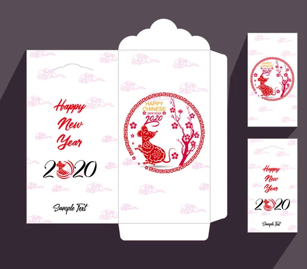Chinesisches Neujahr Roter Umschlag Flaches Symbol Jahr Der Ratte 2020 — Stockvektor
