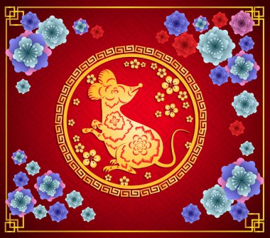 Mutlu Yeni Çin Yılı farenin Rat yıl 2020 yıl
