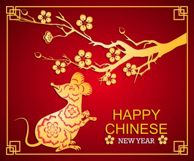 Mutlu Yeni Çin Yılı farenin Rat yıl 2020 yıl