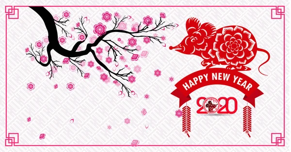 Šťastný Nový Čínský Rok 2020 Rok Krysí Roku Myši — Stockový vektor