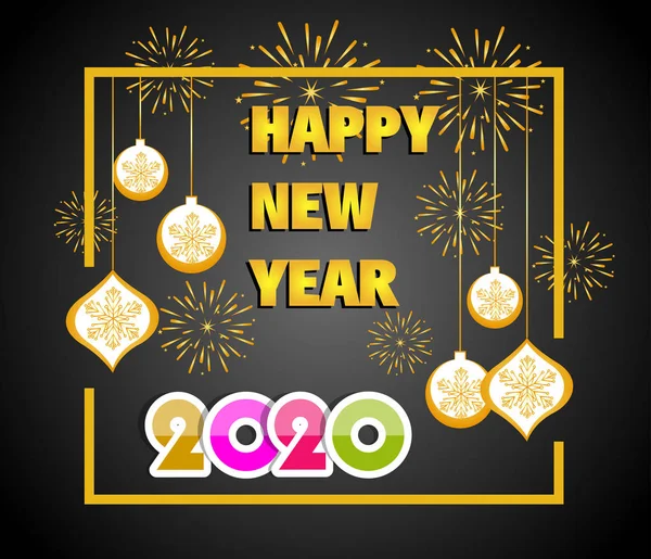 Happy New Year 2020 Lettering Greeting Inscription — Stock Vector
