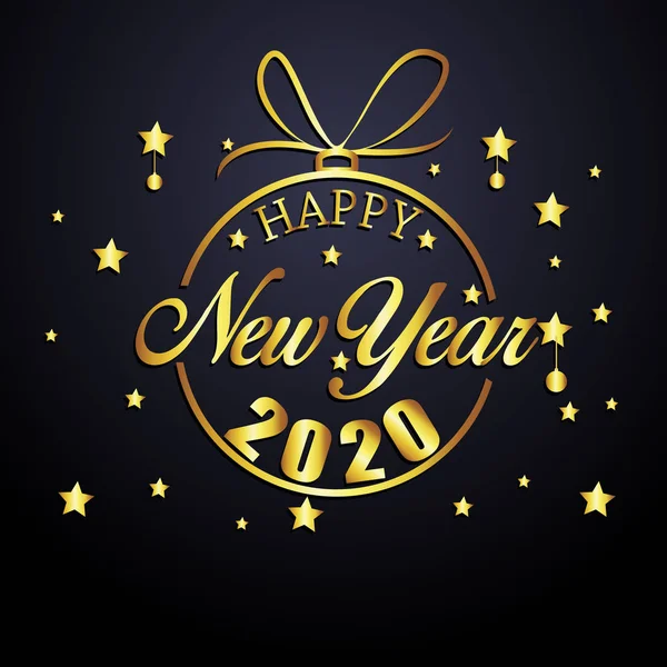 Šťastný Nový Rok 2020 Nápis Písmo Pozdravu — Stockový vektor
