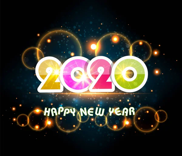 Happy New Year 2020 Lettering Greeting Inscription — Stock Vector