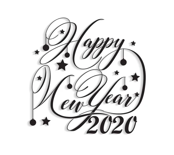 Szczęśliwego Nowego Roku 2020 Napis Pozdrowienia Napisem Ilustracje Stockowe bez tantiem