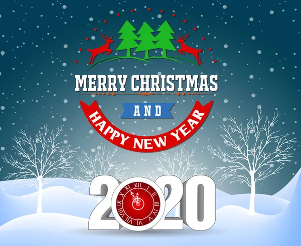 Merry Christmast Happy New Year 2020 — Stock Vector